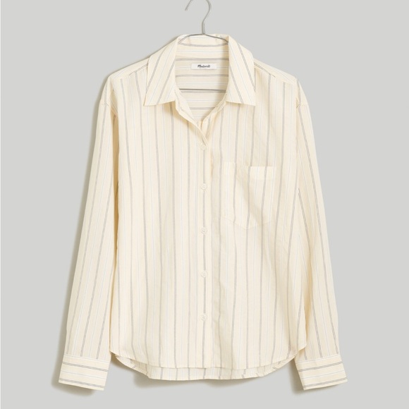 Madewell Drapey Oversized Relaxed Boyshirt in Off-white  Stripe Size XL - Picture 3 of 7